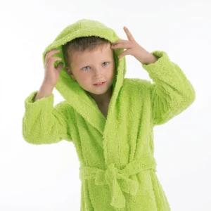 albornoz liso infantil juvenil verde pistacho capucha rizo algodon bano vesta hogar