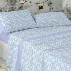 Juego de Sábana 518 Azul Burrito Blanco