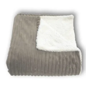 Manta Plaid Borreguillo Llistes Beige Stilia