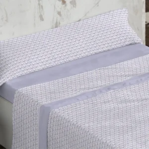 Juego de Sábana Coralina 767 Azul Burrito Blanco