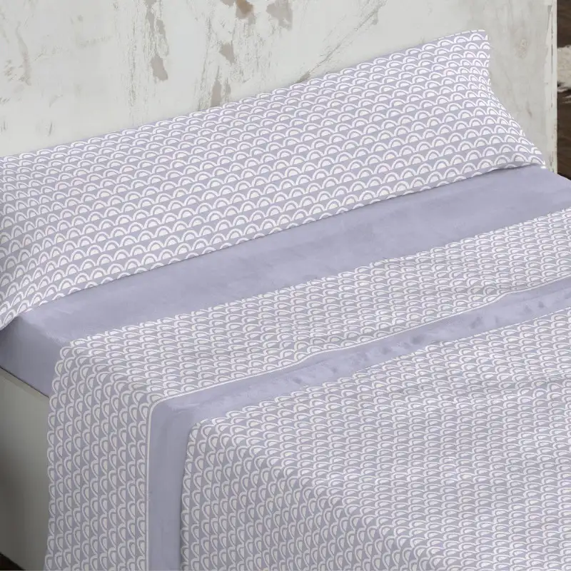Juego de Sábana Coralina 767 Azul Burrito Blanco