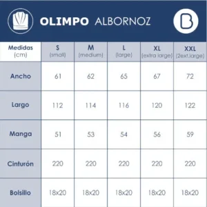 tallas albornoces olimpo
